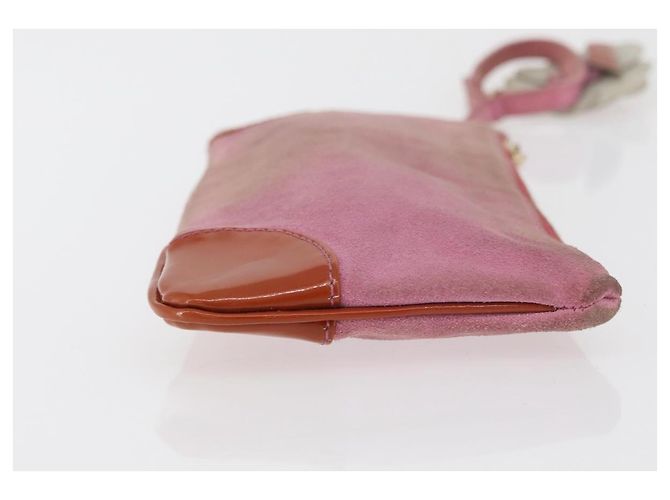 Pochette in Suede CHANEL Icon Series Rosa Oro CC Auth 176765 D'oro - vista 3