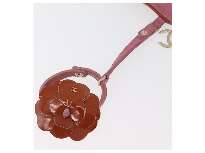 Pochette in Suede CHANEL Icon Series Rosa Oro CC Auth 176765 D'oro - vista 6