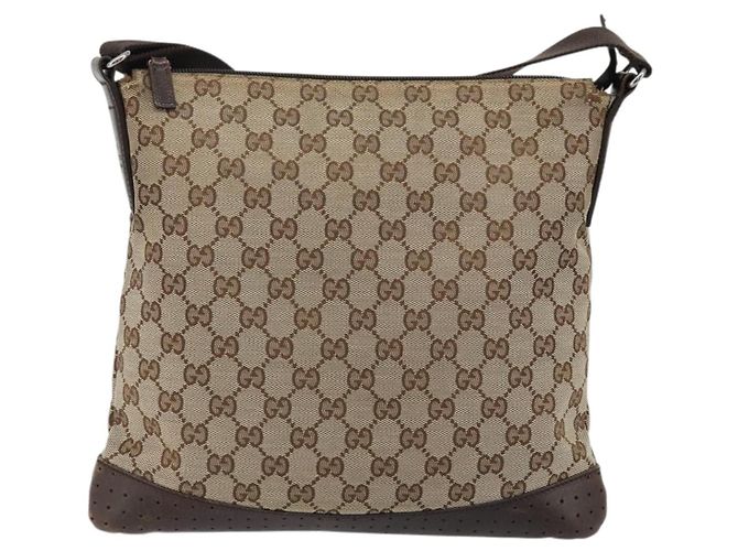 Borsa a Spalla GG Canvas Gucci Beige Argento 145857 Auth 176293 - vista 2