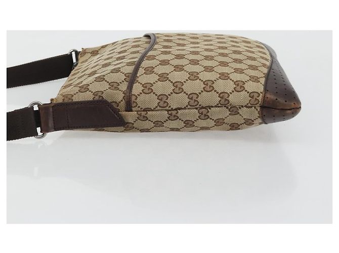 Borsa a Spalla GG Canvas Gucci Beige Argento 145857 Auth 176293 - vista 4