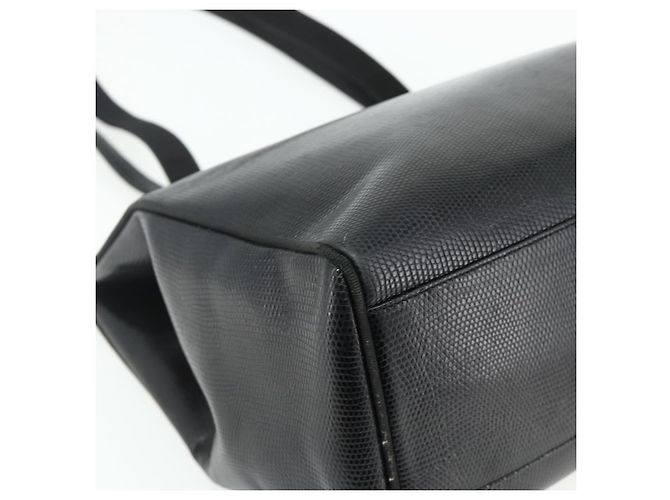 Bolsa Tote Vala em couro preto e dourado Salvatore Ferragamo Auth ka4098 - vista 14