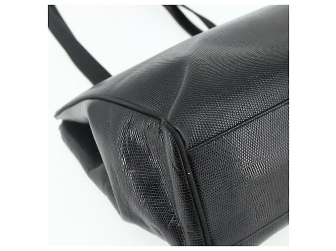 Bolsa Tote Vala em couro preto e dourado Salvatore Ferragamo Auth ka4098 - vista 16