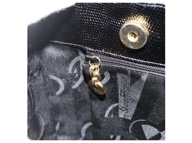 Bolsa Tote Vala em couro preto e dourado Salvatore Ferragamo Auth ka4098 - vista 19