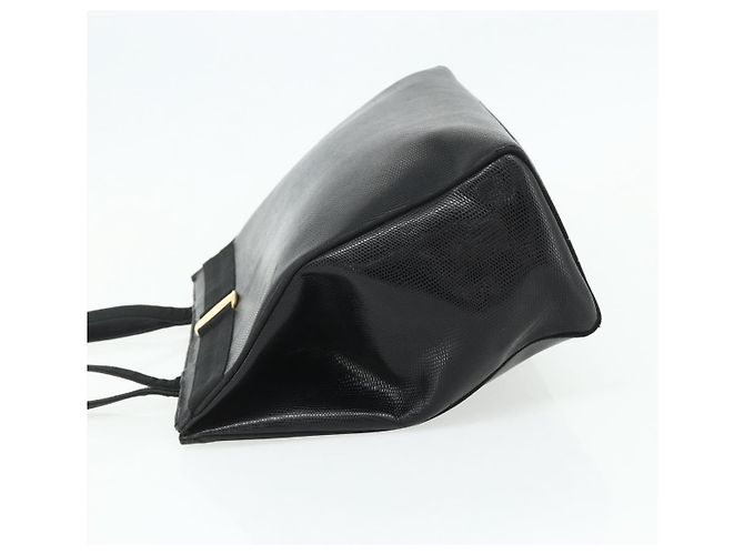 Bolsa Tote Vala em couro preto e dourado Salvatore Ferragamo Auth ka4098 - vista 3
