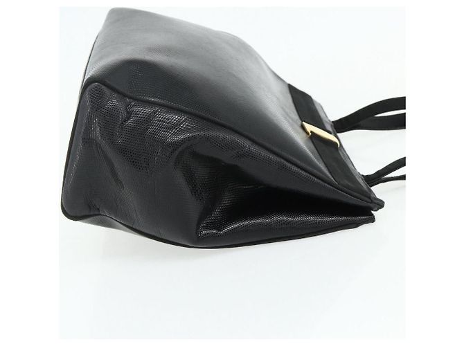 Bolsa Tote Vala em couro preto e dourado Salvatore Ferragamo Auth ka4098 - vista 4