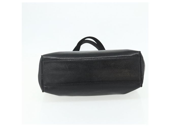 Bolsa Tote Vala em couro preto e dourado Salvatore Ferragamo Auth ka4098 - vista 5