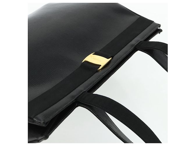 Bolsa Tote Vala em couro preto e dourado Salvatore Ferragamo Auth ka4098 - vista 6