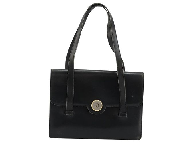 Borsa a mano Christian Dior in pelle nera e oro Auth ep14233 Nero D'oro - vista 13