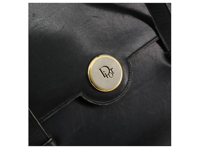 Borsa a mano Christian Dior in pelle nera e oro Auth ep14233 Nero D'oro - vista 17
