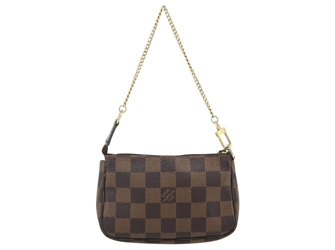 LOUIS VUITTON Mini Pochette Accessoires Damier Ebene T&B N58011 LV Auth 177106A - vista 2