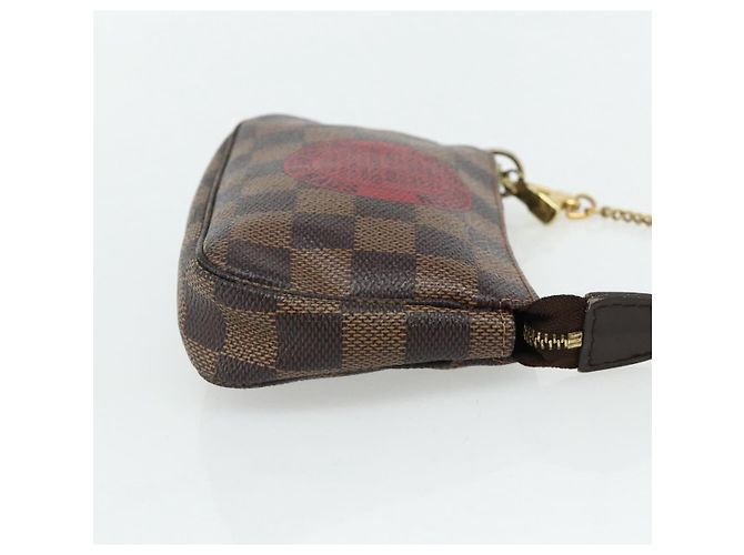 LOUIS VUITTON Mini Pochette Accessoires Damier Ebene T&B N58011 LV Auth 177106A - vista 4