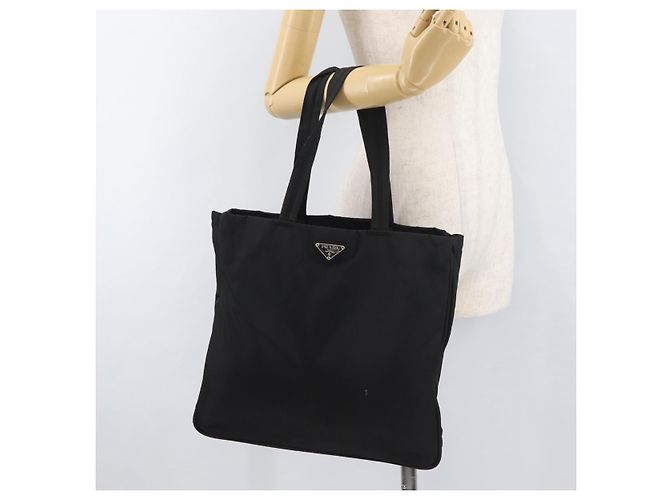 Prada Tote Bag aus schwarzem Nylon mit silberner Authentizität ep14354A - Ansicht 26