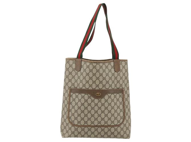GUCCI GG Supreme Web Sherry Line Tote Bag PVC Beige Red 39 02 003 Auth 176643 - view 13