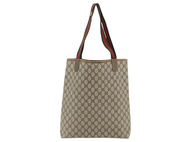 GUCCI GG Supreme Web Sherry Line Tote Bag PVC Beige Red 39 02 003 Auth 176643 - view 2