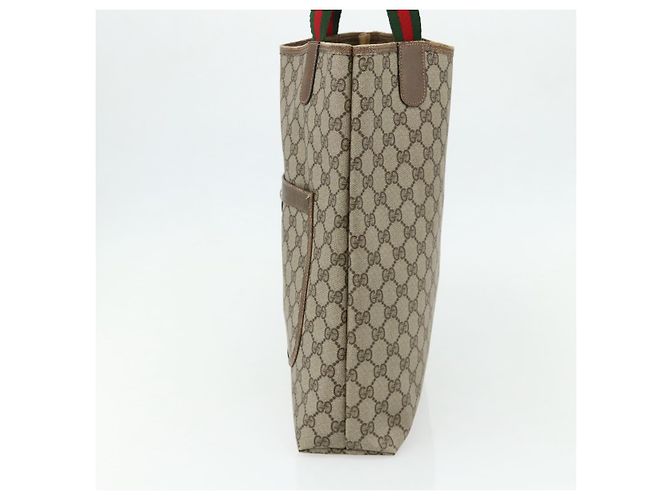 GUCCI GG Supreme Web Sherry Line Tote Bag PVC Beige Red 39 02 003 Auth 176643 - view 4