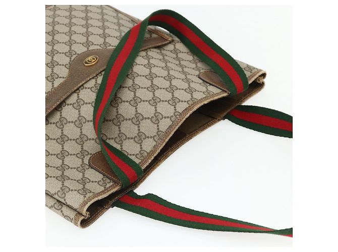 GUCCI GG Supreme Web Sherry Line Tote Bag PVC Beige Red 39 02 003 Auth 176643 - view 6