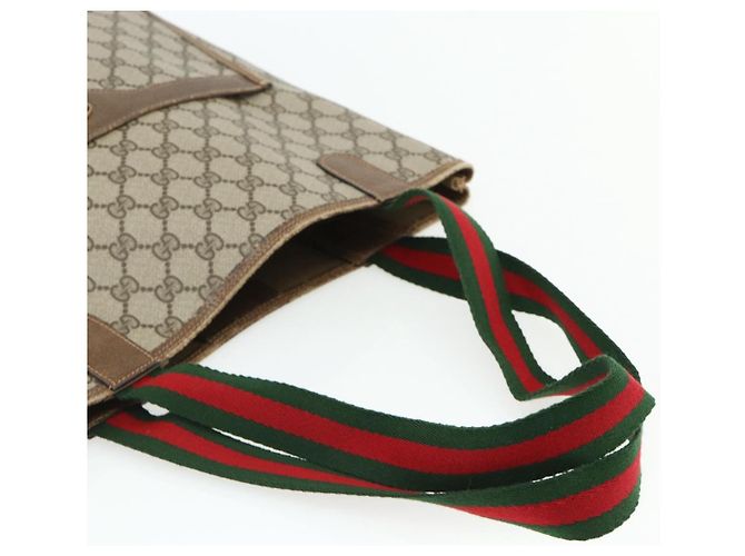 GUCCI GG Supreme Web Sherry Line Tote Bag PVC Beige Red 39 02 003 Auth 176643 - view 7