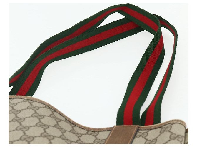 GUCCI GG Supreme Web Sherry Line Tote Bag PVC Beige Red 39 02 003 Auth 176643 - view 8