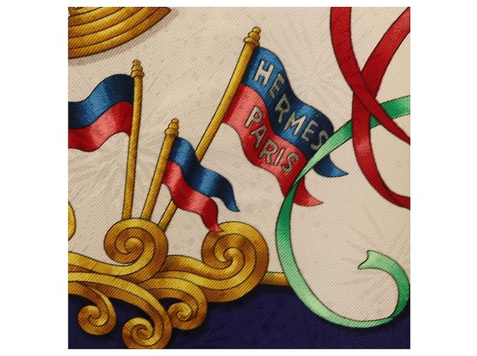 Hermès Foulard HERMES Carre 90 ""LUNA PARK"" in seta blu Auth 176081A - vista 11