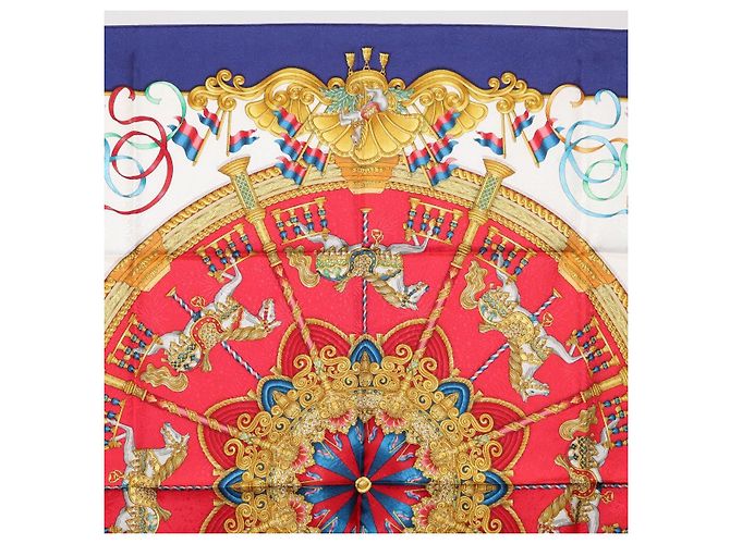 Hermès Foulard HERMES Carre 90 ""LUNA PARK"" in seta blu Auth 176081A - vista 3