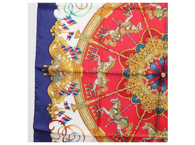 Hermès Foulard HERMES Carre 90 ""LUNA PARK"" in seta blu Auth 176081A - vista 5