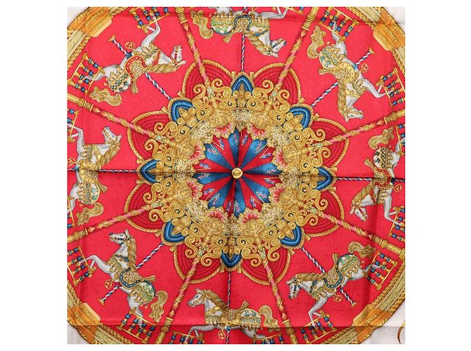 Hermès Foulard HERMES Carre 90 ""LUNA PARK"" in seta blu Auth 176081A - vista 6