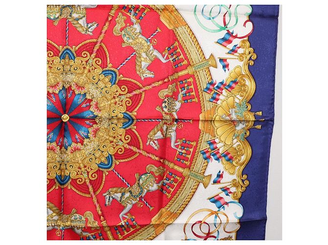 Hermès Foulard HERMES Carre 90 ""LUNA PARK"" in seta blu Auth 176081A - vista 7