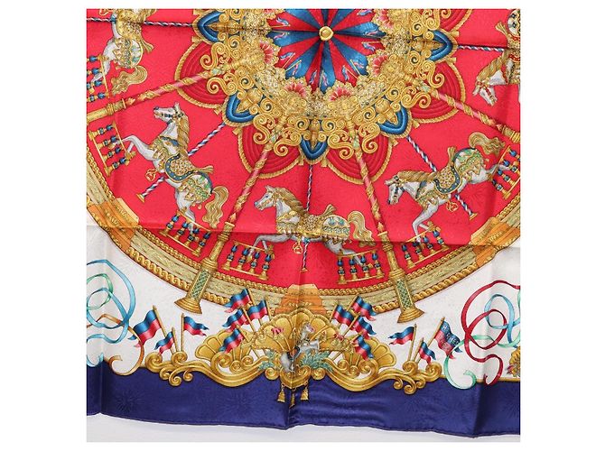 Hermès Foulard HERMES Carre 90 ""LUNA PARK"" in seta blu Auth 176081A - vista 9
