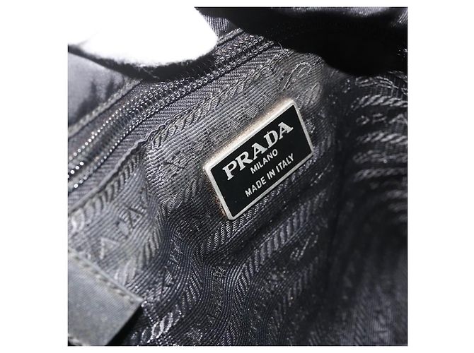 PRADA Borsa a mano in nylon nero argento Auth bs34658 - vista 10