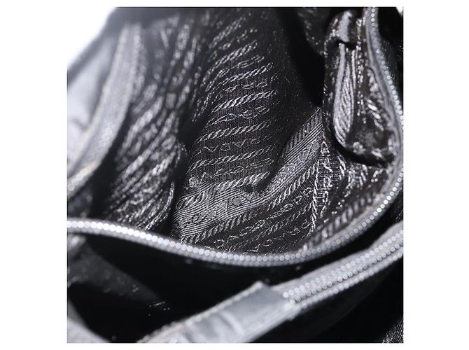 PRADA Borsa a mano in nylon nero argento Auth bs34658 - vista 21
