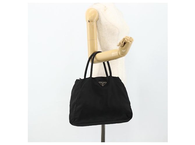 PRADA Borsa a mano in nylon nero argento Auth bs34658 - vista 25