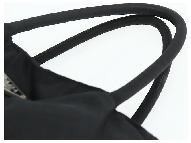 PRADA Borsa a mano in nylon nero argento Auth bs34658 - vista 8