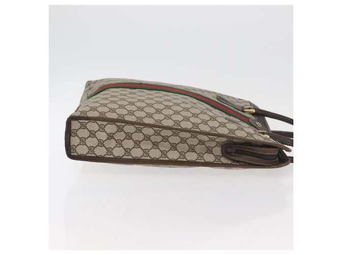 Borsa tote Gucci GG Supreme Web Sherry Line in PVC beige e oro 010 378 Auth ep14443 D'oro - vista 3