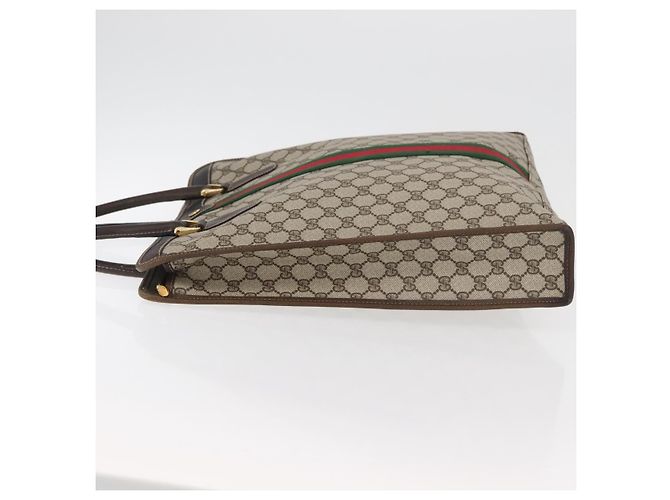 Borsa tote Gucci GG Supreme Web Sherry Line in PVC beige e oro 010 378 Auth ep14443 D'oro - vista 4