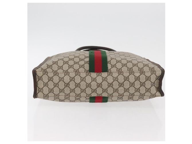Borsa tote Gucci GG Supreme Web Sherry Line in PVC beige e oro 010 378 Auth ep14443 D'oro - vista 5