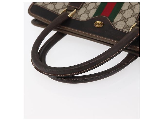 Borsa tote Gucci GG Supreme Web Sherry Line in PVC beige e oro 010 378 Auth ep14443 D'oro - vista 7