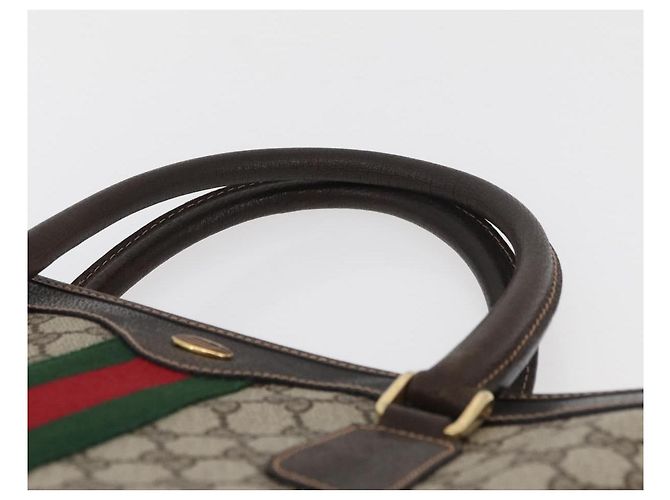 Borsa tote Gucci GG Supreme Web Sherry Line in PVC beige e oro 010 378 Auth ep14443 D'oro - vista 8