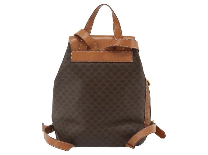 Céline CELINE Macadam Canvas Backpack PVC Leather Brown Gold Auth 176902 Golden - view 2