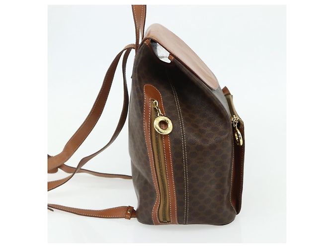 Céline CELINE Macadam Canvas Backpack PVC Leather Brown Gold Auth 176902 Golden - view 3