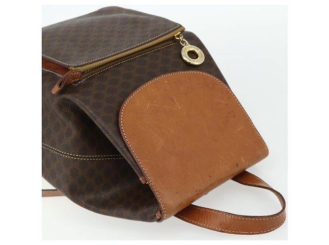 Céline CELINE Macadam Canvas Backpack PVC Leather Brown Gold Auth 176902 Golden - view 6