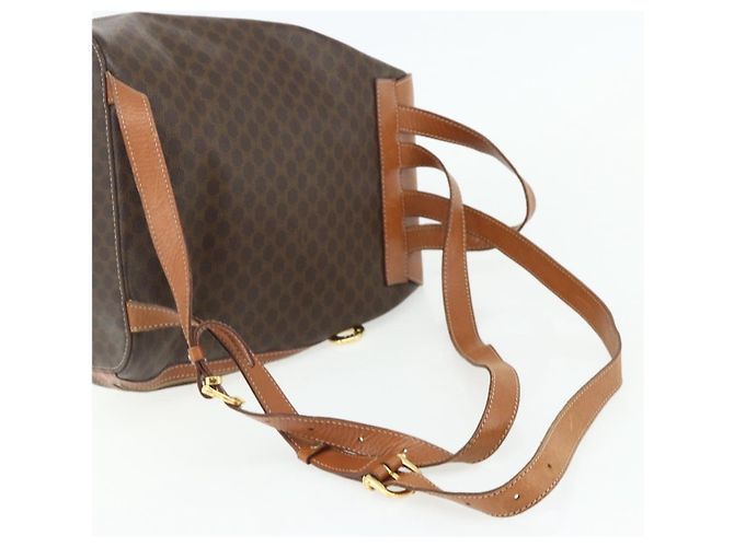Céline CELINE Macadam Canvas Backpack PVC Leather Brown Gold Auth 176902 Golden - view 9