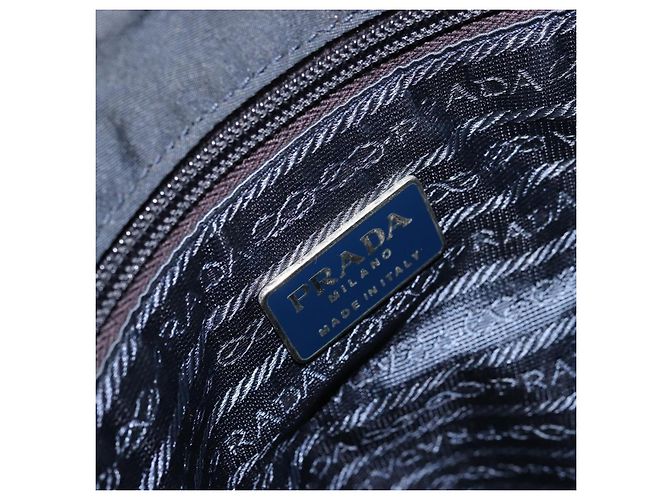 PRADA Borsa a mano in nylon blu navy argento autentica bs34478 - vista 10