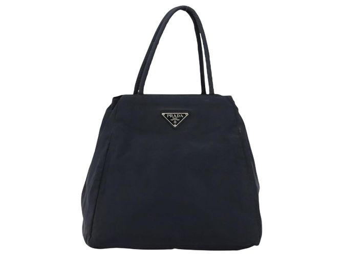 PRADA Borsa a mano in nylon blu navy argento autentica bs34478 - vista 13