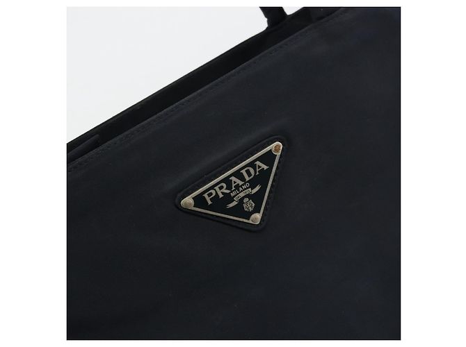 PRADA Borsa a mano in nylon blu navy argento autentica bs34478 - vista 17