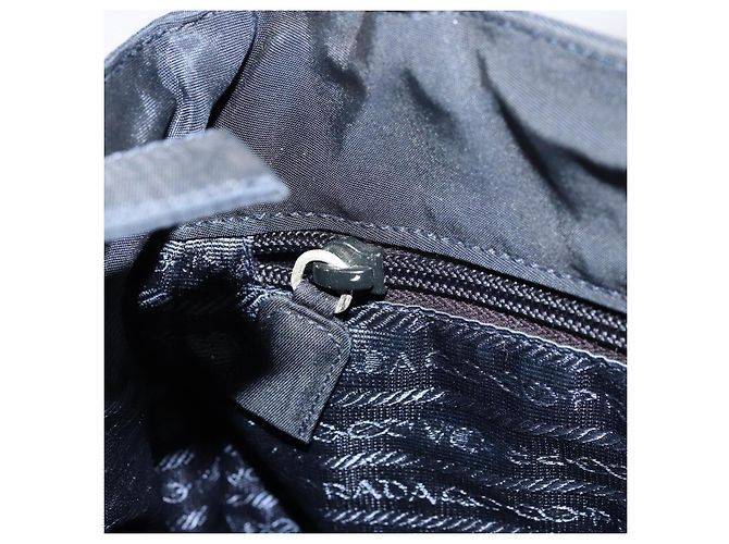 PRADA Borsa a mano in nylon blu navy argento autentica bs34478 - vista 20