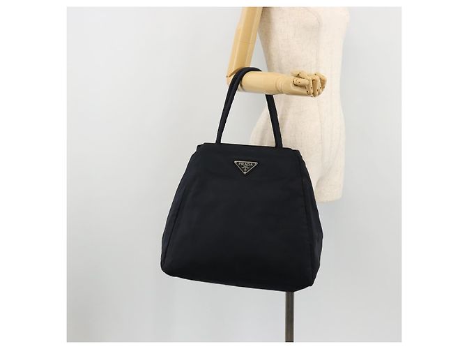 PRADA Borsa a mano in nylon blu navy argento autentica bs34478 - vista 24