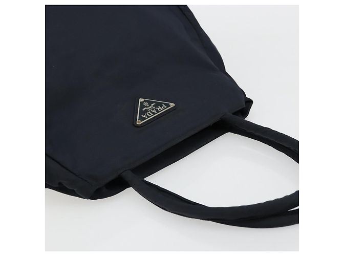 PRADA Borsa a mano in nylon blu navy argento autentica bs34478 - vista 6