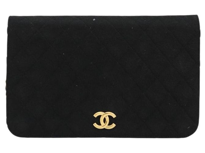 CHANEL Borsa a Spalla Matelassé Catena Cotone Nero Oro CC Auth bs34514 D'oro - vista 13
