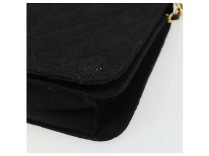 CHANEL Borsa a Spalla Matelassé Catena Cotone Nero Oro CC Auth bs34514 D'oro - vista 14