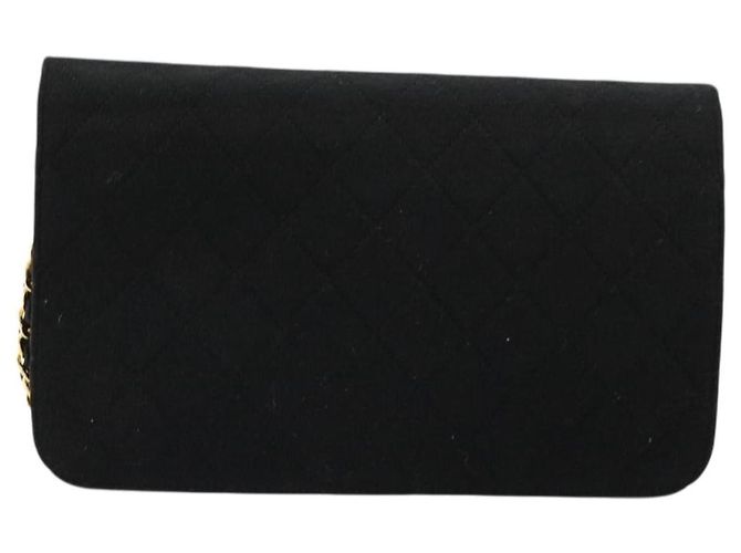 CHANEL Borsa a Spalla Matelassé Catena Cotone Nero Oro CC Auth bs34514 D'oro - vista 2